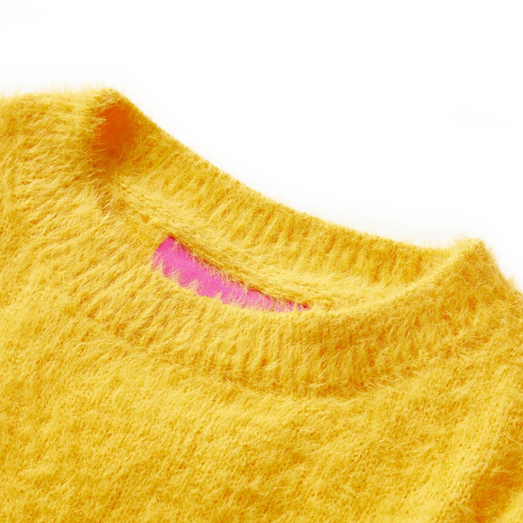 Sweater til børn str. 92 strikket okkergul