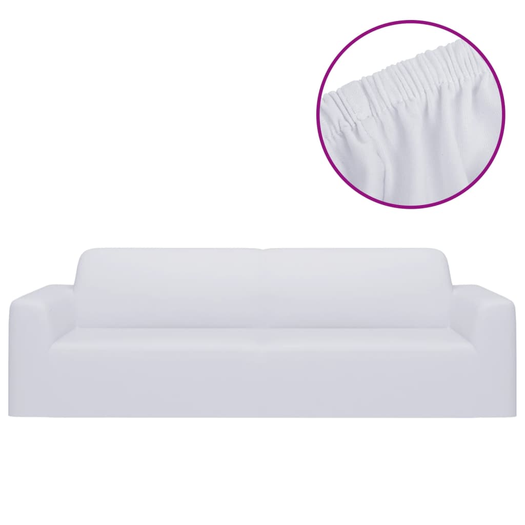 vidaXL elastisk 3-personers sofabetræk polyesterjersey hvid