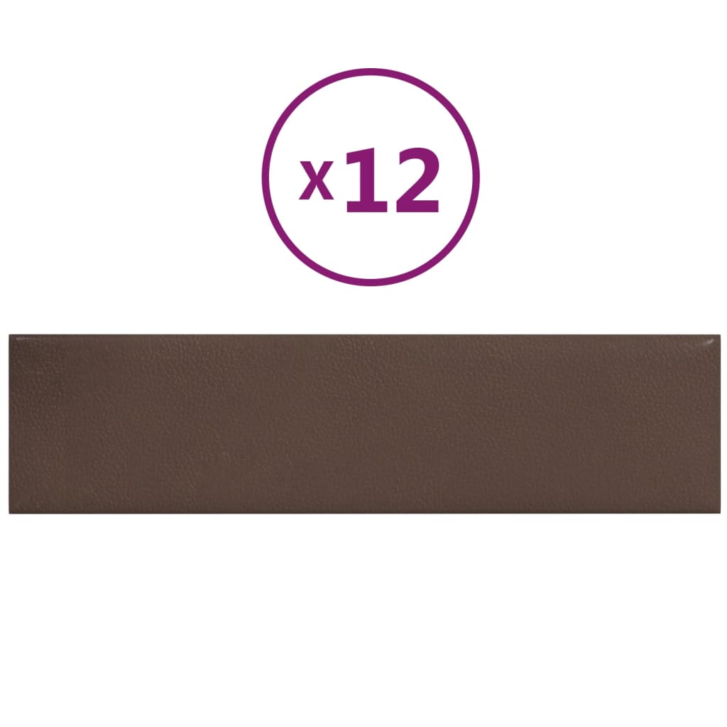 vidaXL vægpaneler 12 stk. 60x15 cm 1,08 m² kunstlæder brun