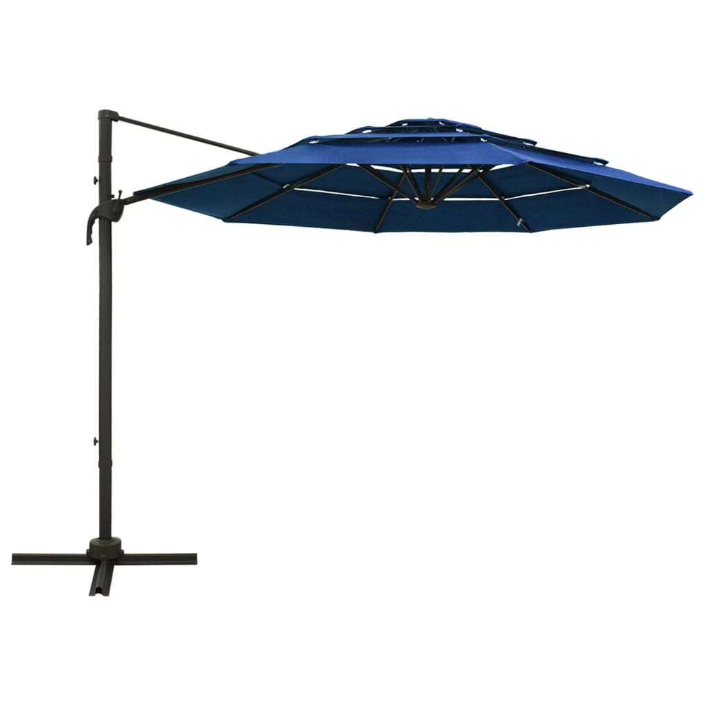 vidaXL parasol med aluminiumsstang i 4 niveauer 3x3 m azurblå