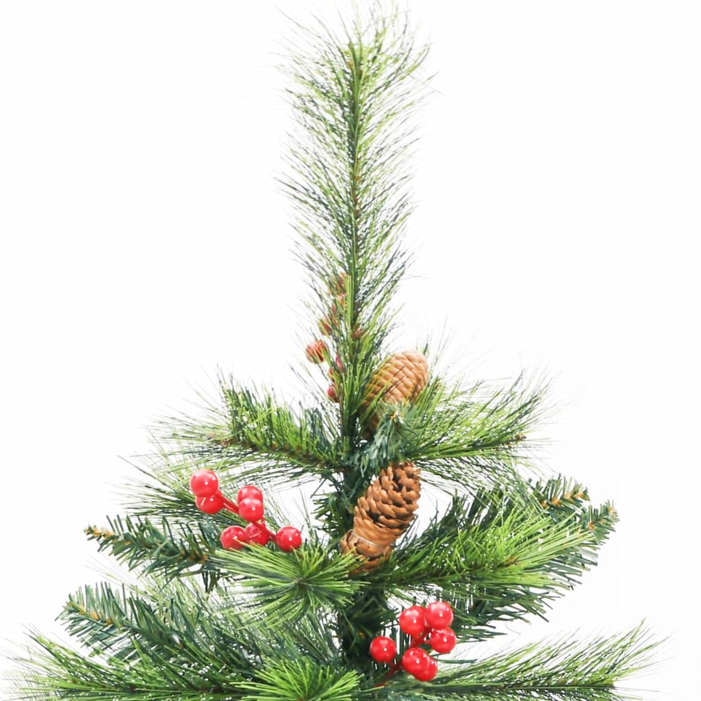 vidaXL kunstigt juletræ med grankogler og bær 120 cm hængslet