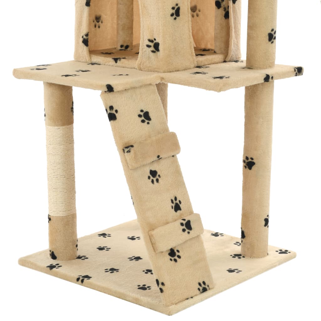 vidaXL kradsetræ til katte med sisal-kradsestolper 120 cm beige poteprint