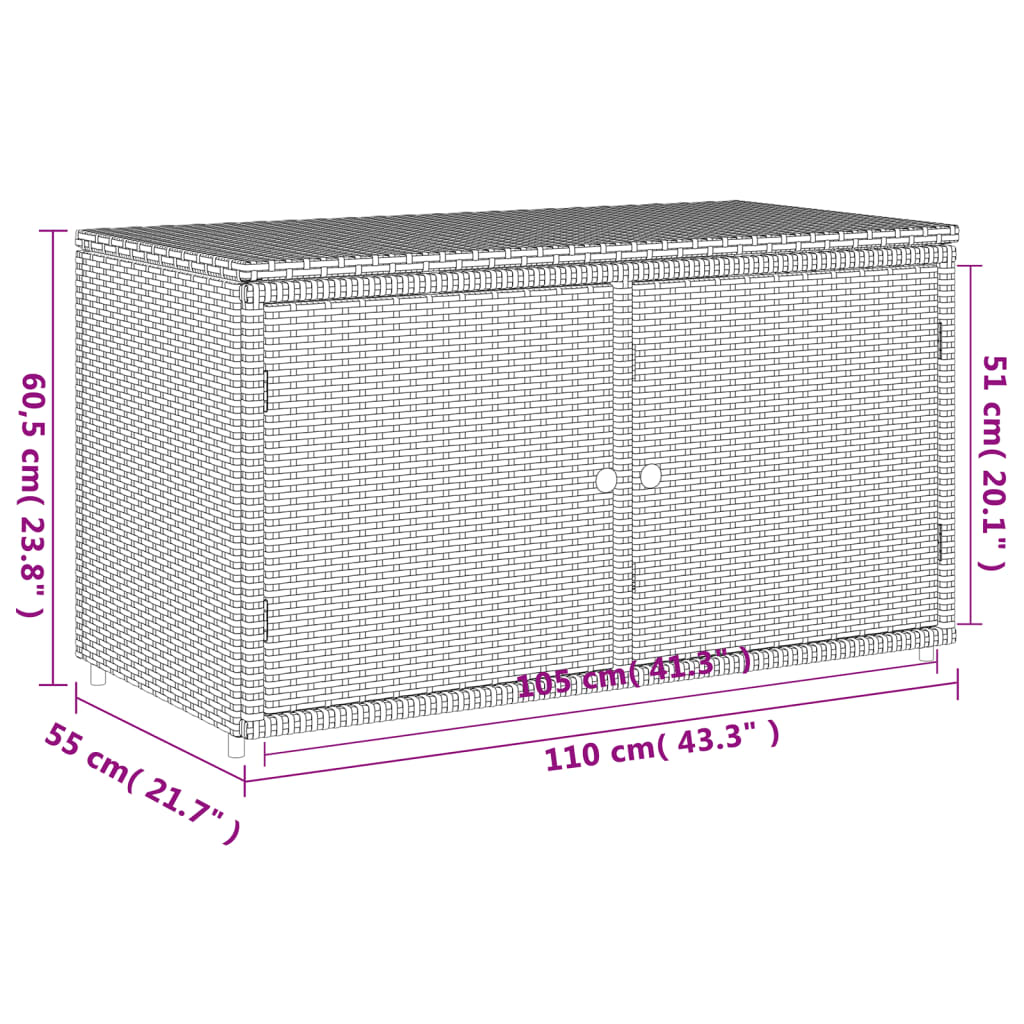 vidaXL opbevaringsskab til haven 110x55x60,5 cm polyrattan sort