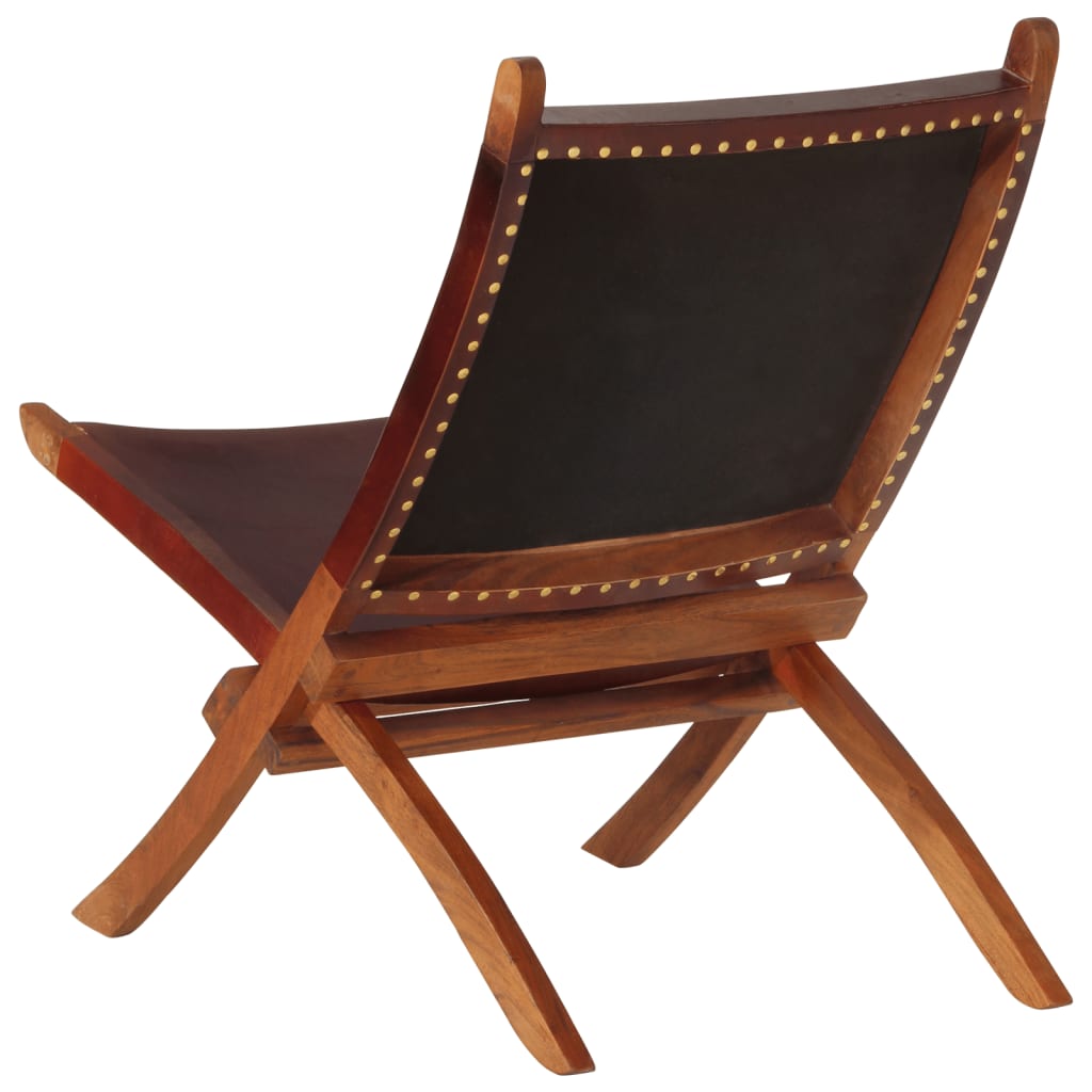 vidaXL foldbar stol ægte skind mørkebrun