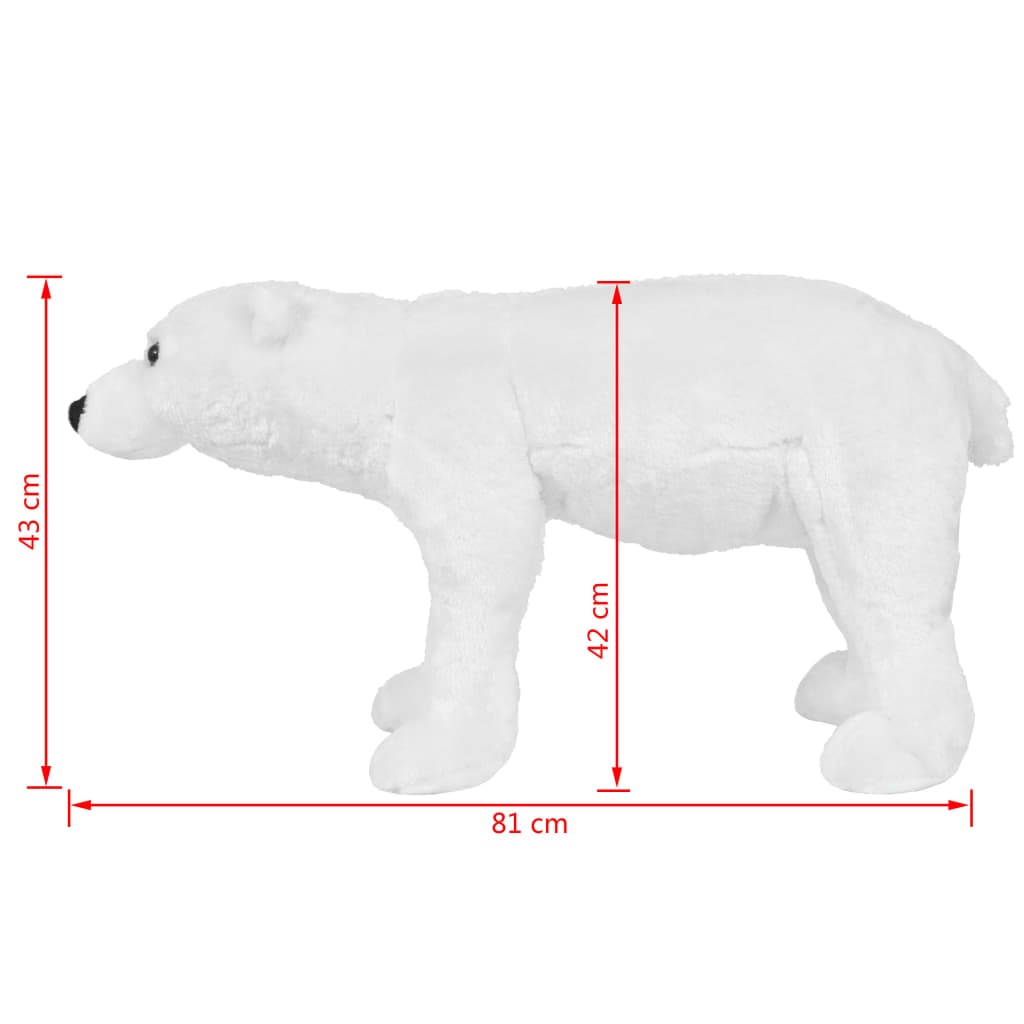 vidaXL stående tøjdyr isbjørn plysstof XXL hvid