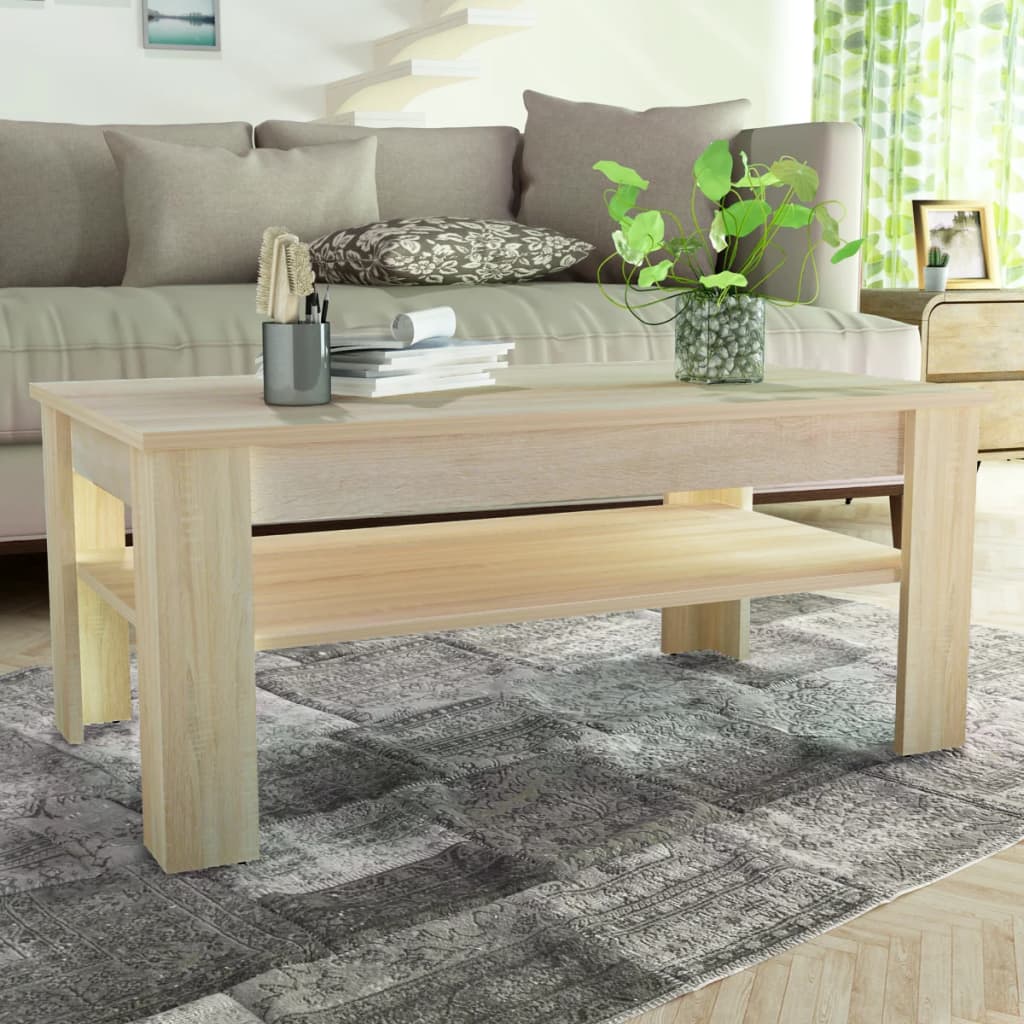 vidaXL sofabord spånplade 110 x 65 x 48 cm egetræ