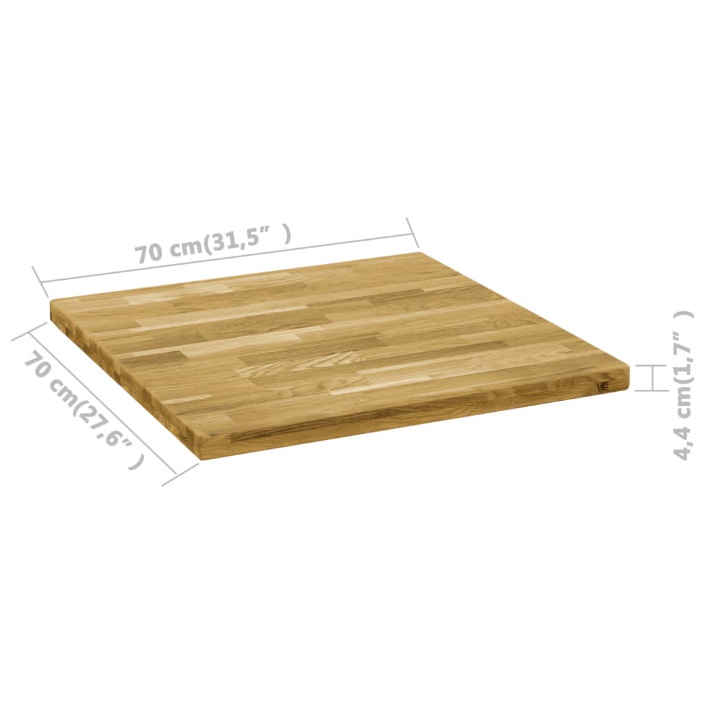 vidaXL bordplade massivt egetræ firkantet 44 mm 70 x 70 cm