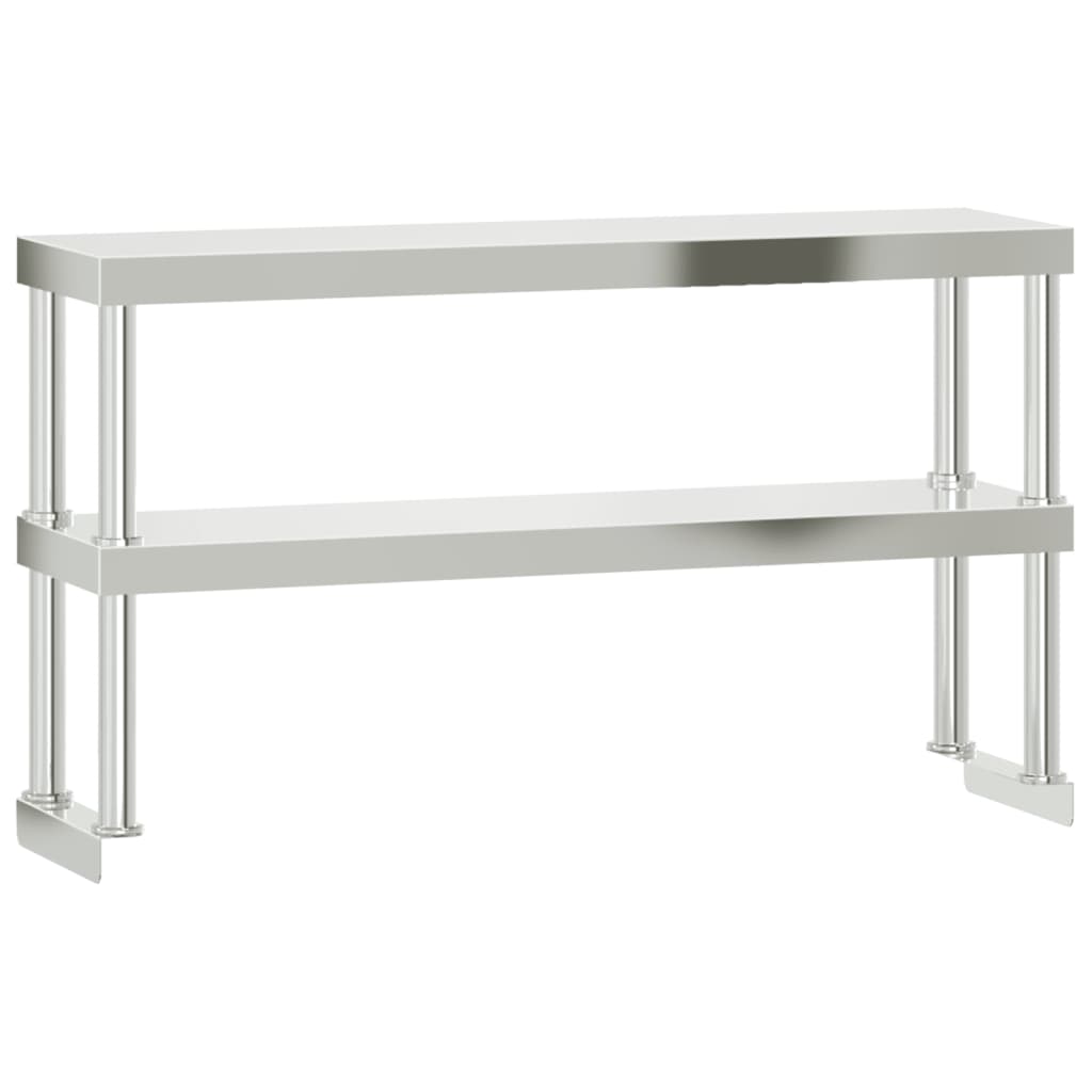 vidaXL køkkenbord med tophylde 110x30x150 cm rustfrit stål