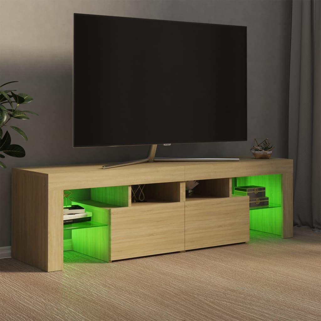 vidaXL tv-bord med LED-lys 140x36,5x40 cm sonoma-eg