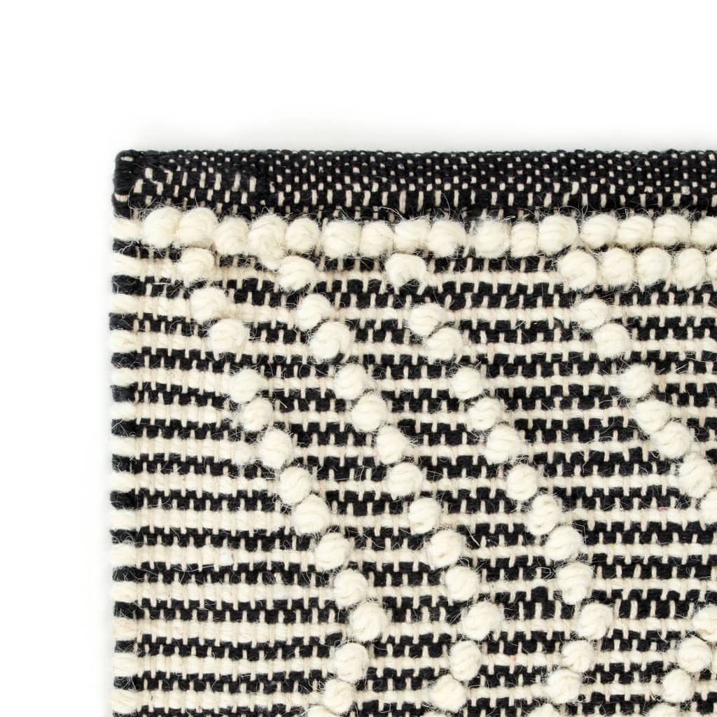 vidaXL gulvtæppe 120 x 170 håndvævet uld sort/hvid