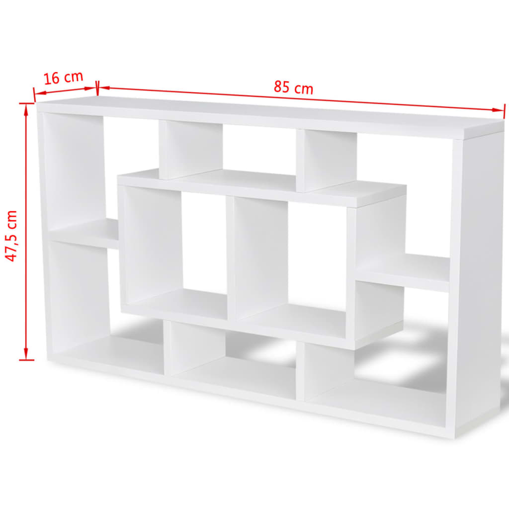 vidaXL væghylde med 8 rum hvid
