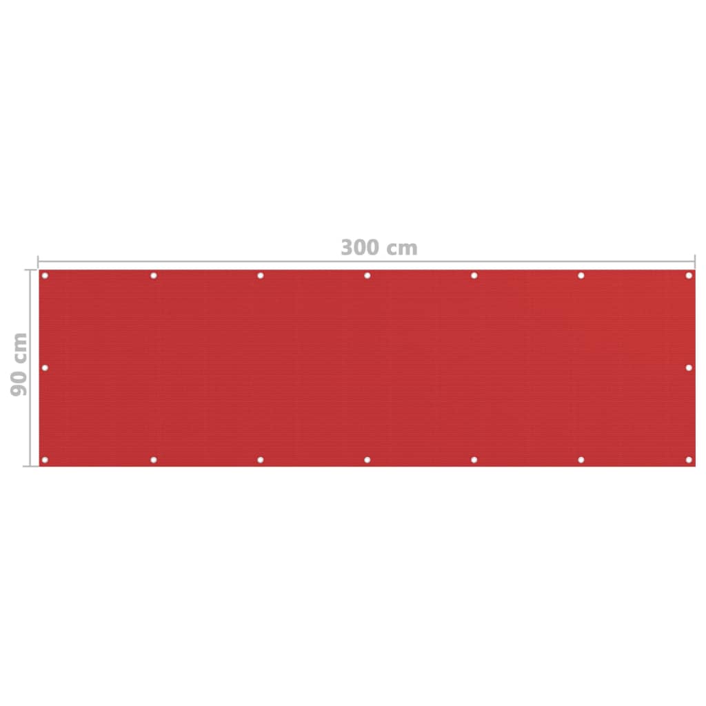 vidaXL altanafskærmning 90x300 cm HDPE rød