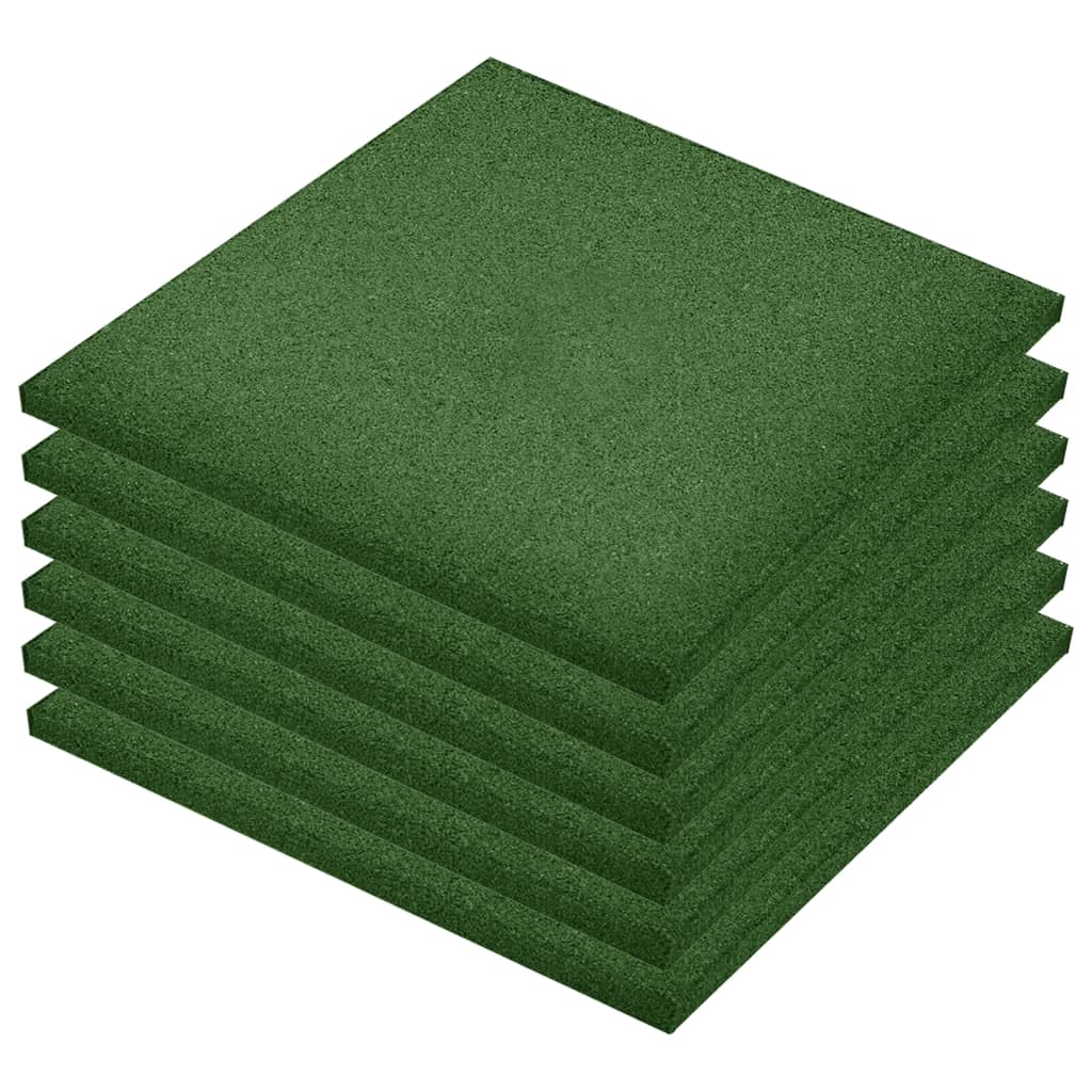 vidaXL faldfliser 6 stk. gummi 50 x 50 x 3 cm grøn