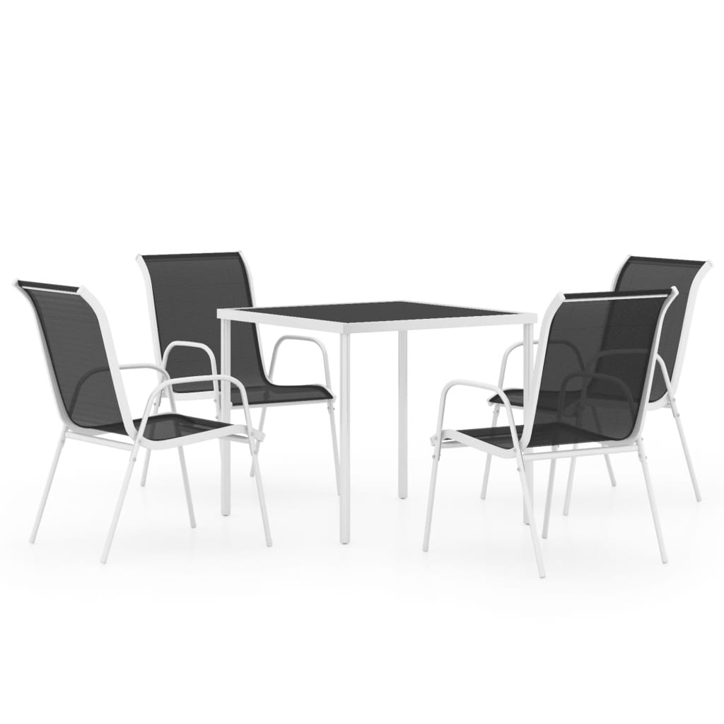 vidaXL udendørs spisebordssæt 5 dele stål sort