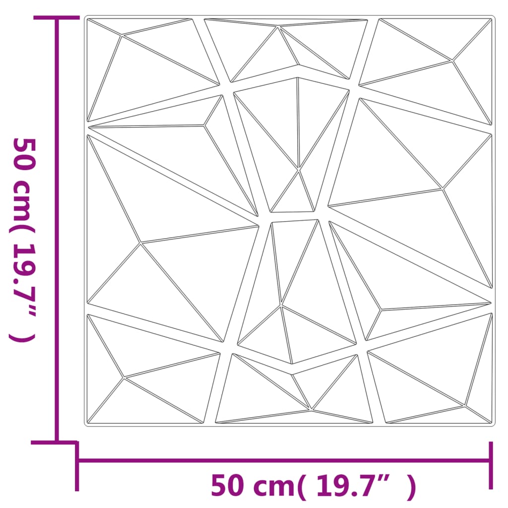 vidaXL vægpaneler 24 stk. 50x50 cm 6 m² XPS diamant betongrå