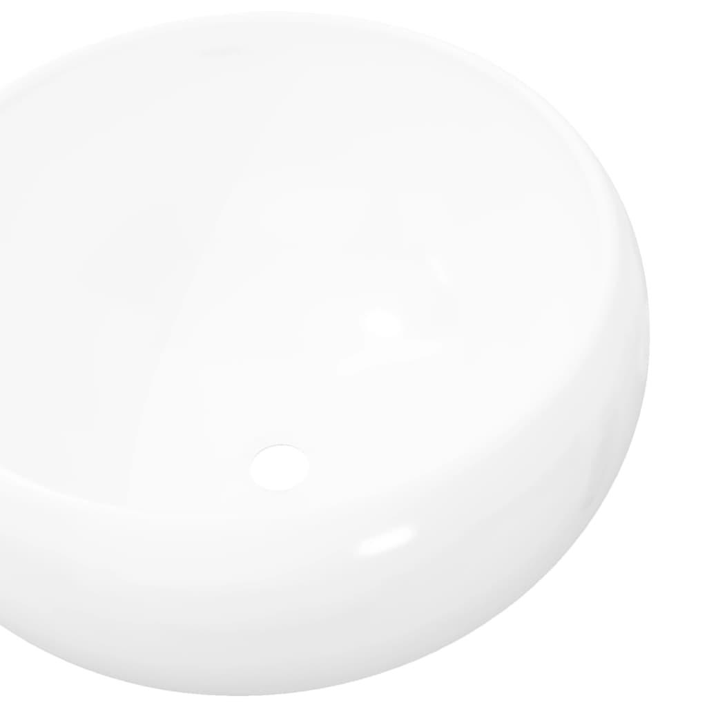 vidaXL håndvask rund keramik hvid 40 x 15 cm
