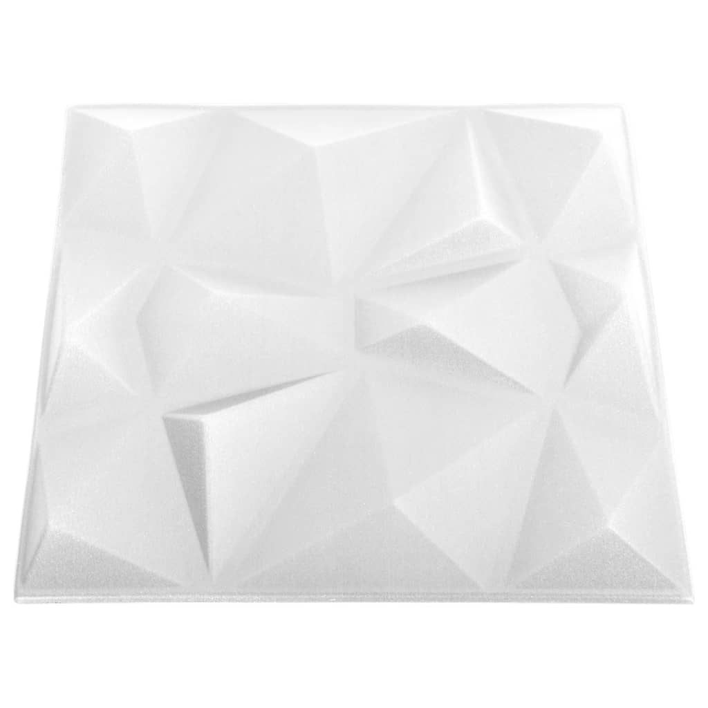 vidaXL 3D-vægpaneler 48 stk. 50x50 cm 12 m² diamanthvid