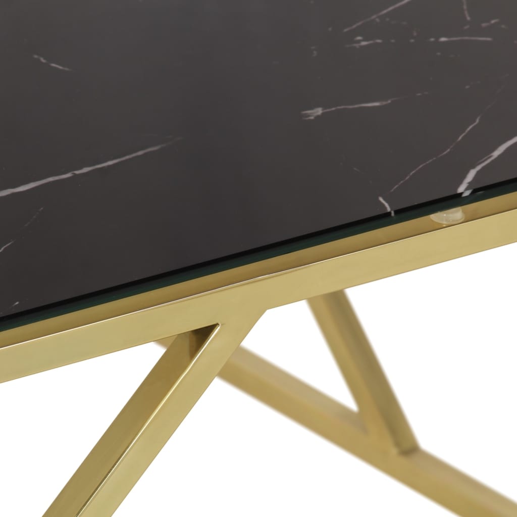 vidaXL sofabord rustfrit stål og hærdet glas guldfarvet