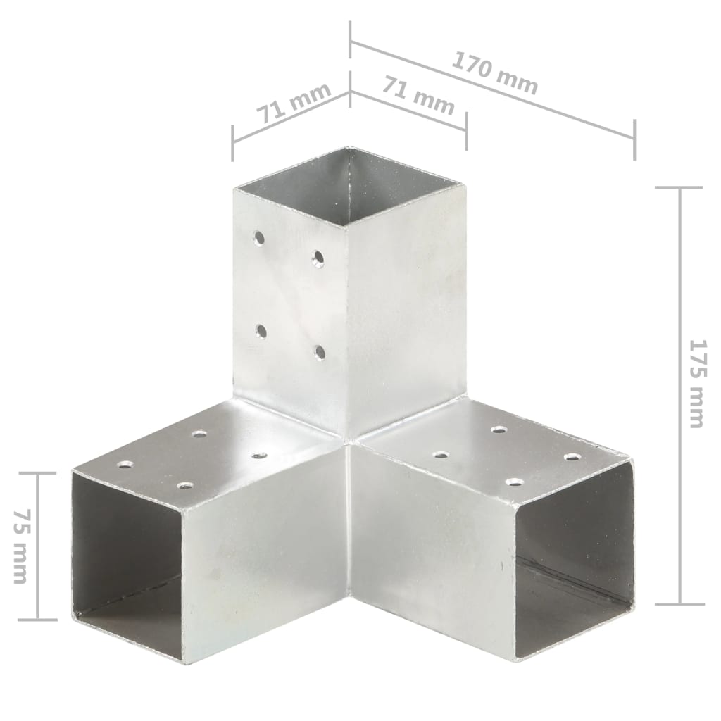 vidaXL stolpebeslag Y-form 71x71 mm galvaniseret metal
