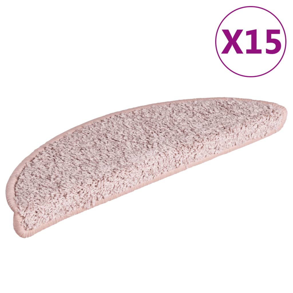 vidaXL trappemåtter 15 stk. 56x17x3 cm lyserød
