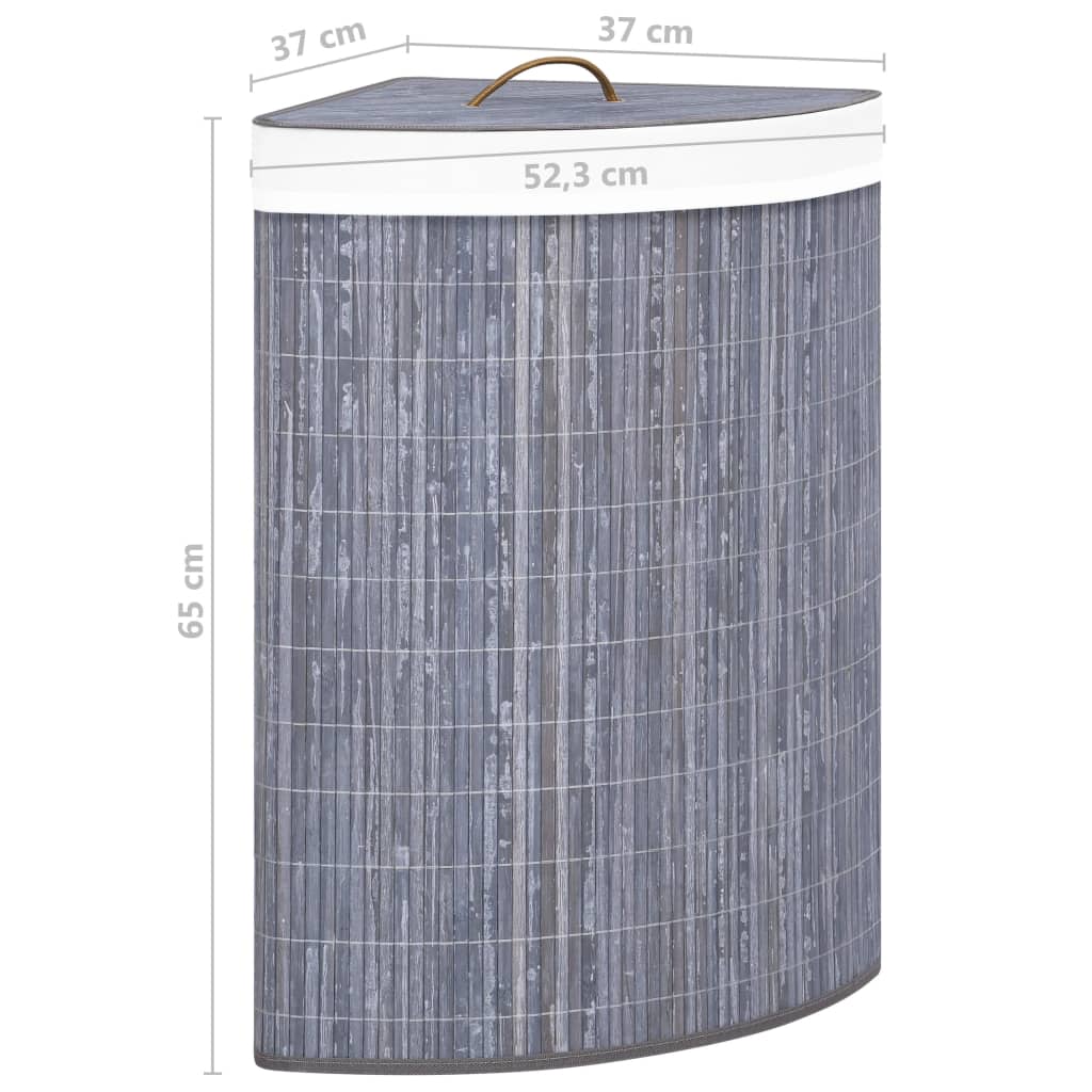 vidaXL vasketøjskurv til hjørne 60 l bambus grå