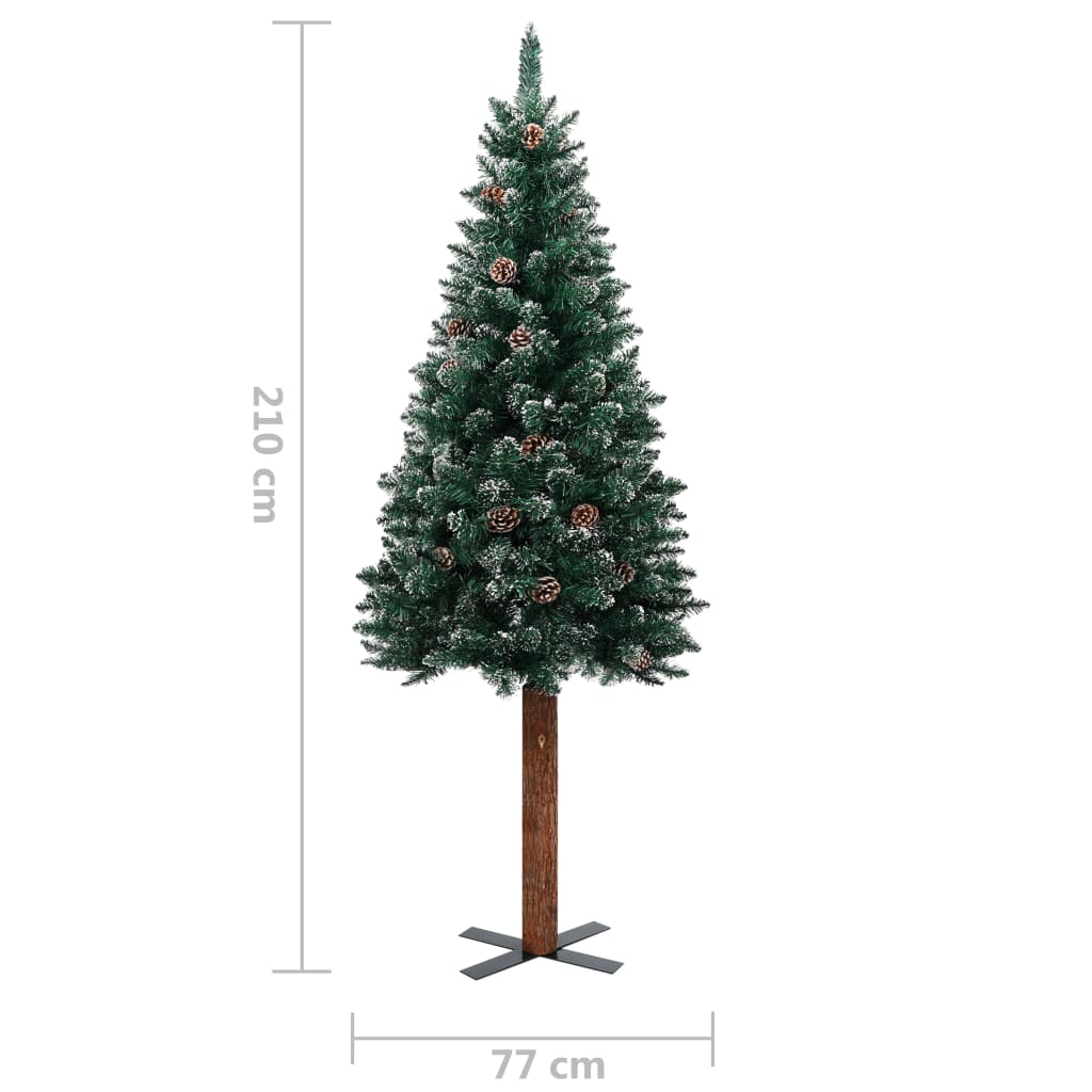 vidaXL smalt juletræ med lys og kuglesæt 210 cm grøn