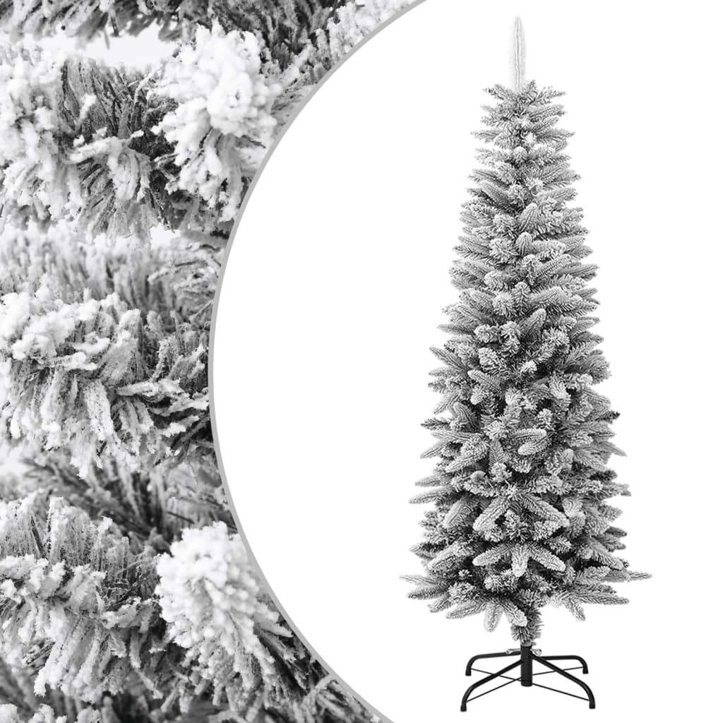 vidaXL kunstigt smalt juletræ med sne 150 cm PVC og PE