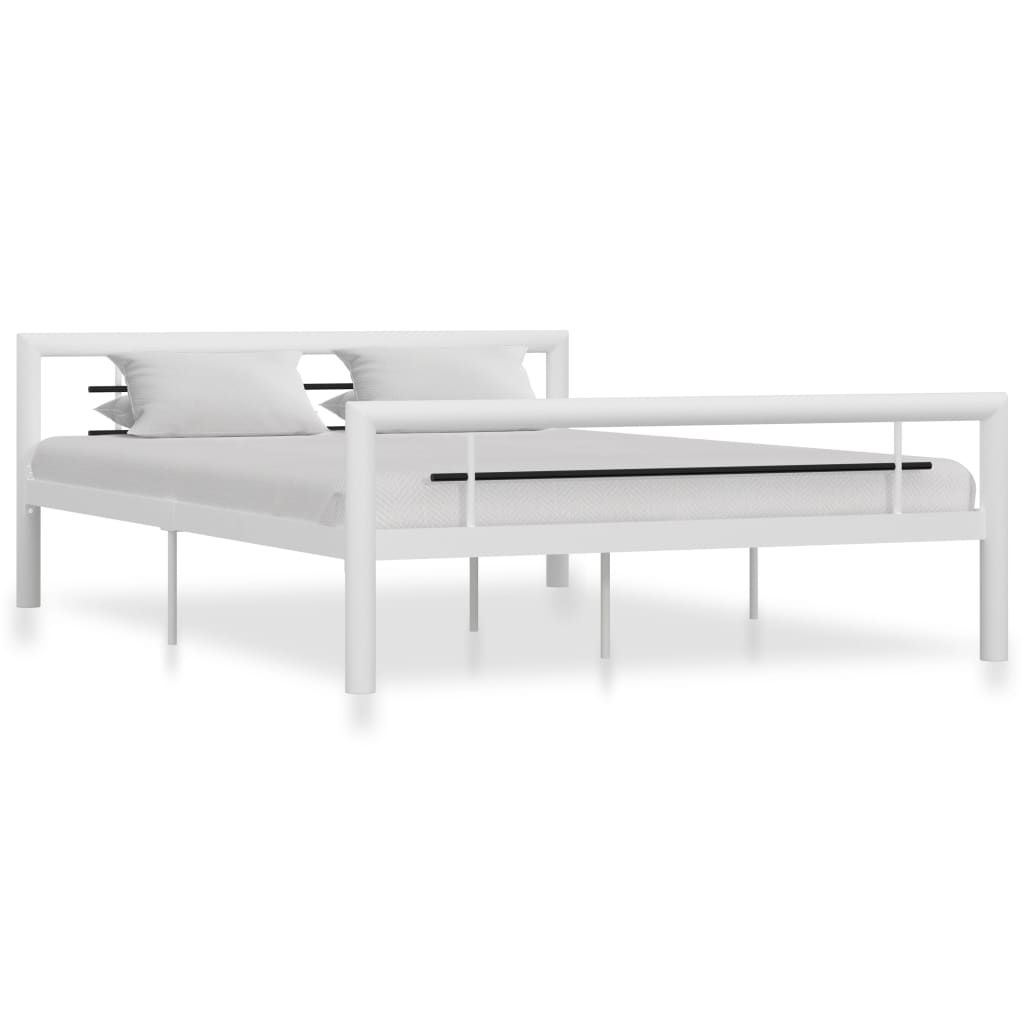 vidaXL sengestel 120x200 cm metal hvid og sort