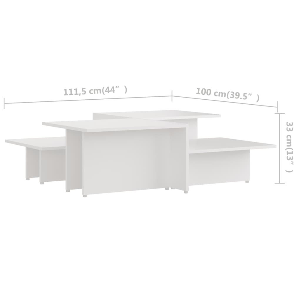 vidaXL sofabord 2 stk. 111,5x50x33 cm konstrueret træ hvid