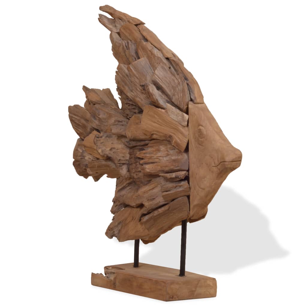 vidaXL fiskeskulptur i teak 40 x 12 x 57 cm