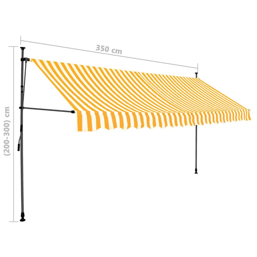 vidaXL markise m. LED-lys manuel betjening 350 cm hvid og orange