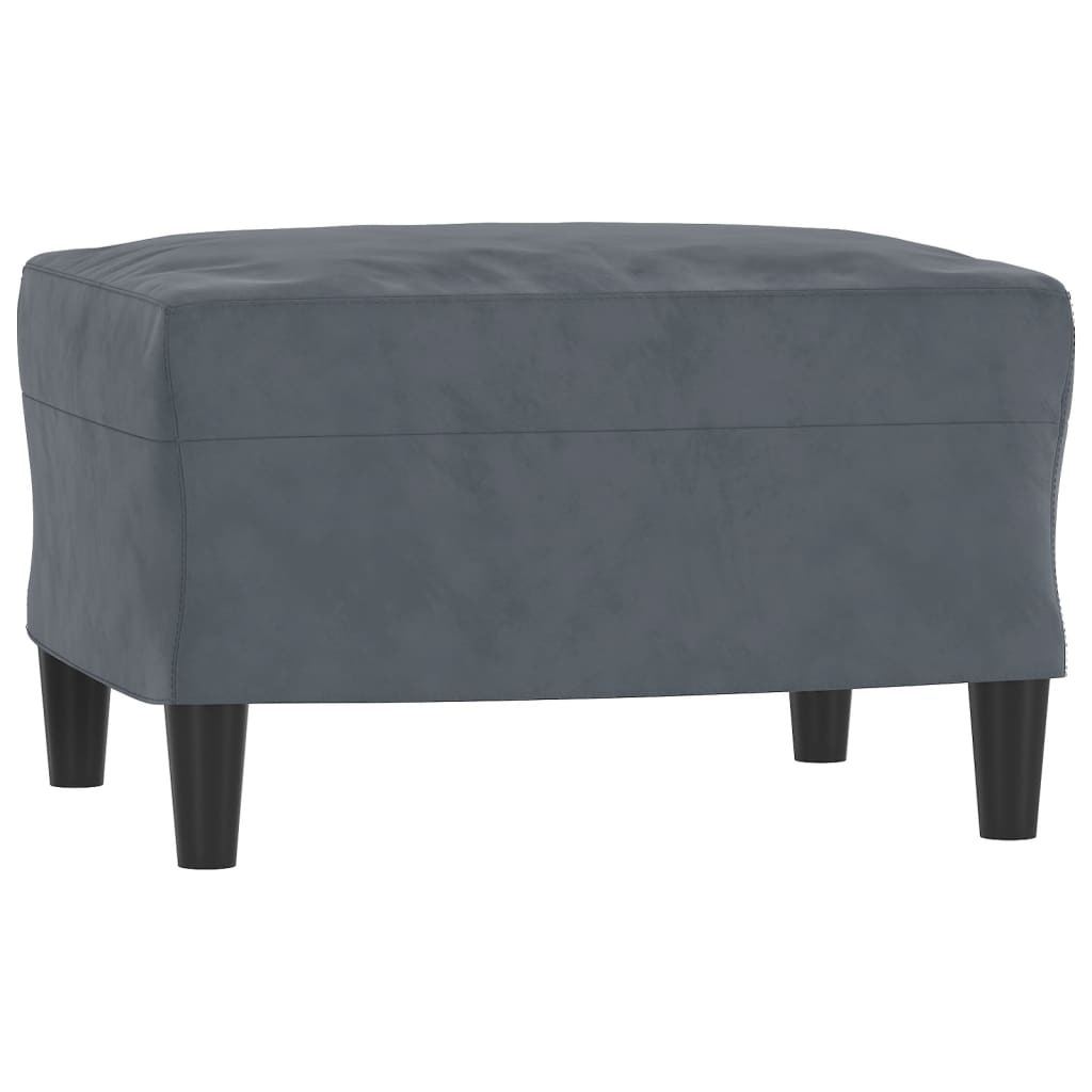 vidaXL 3-personers sofa med fodskammel 180 cm velour mørkegrå