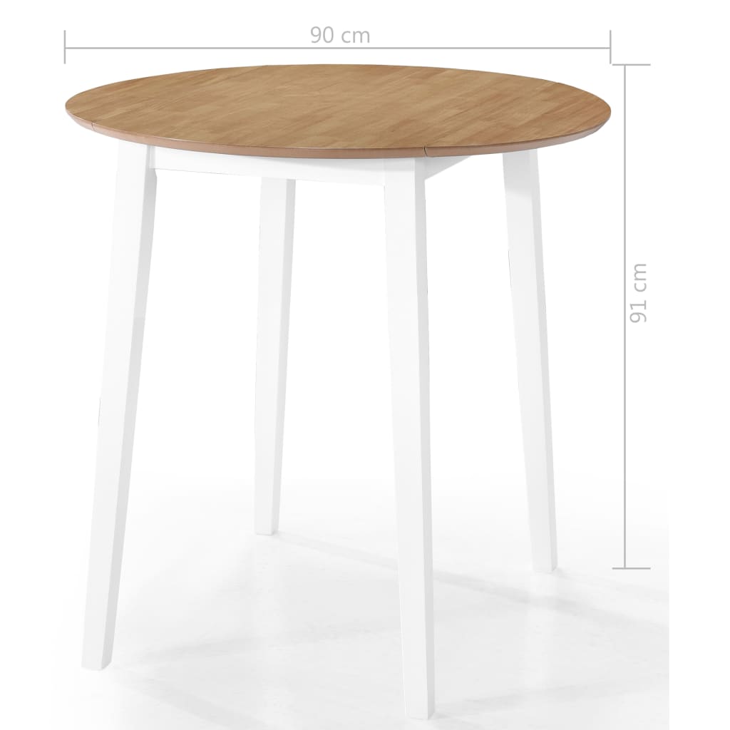 vidaXL barbord- og stolesæt i 5 dele massivt træ naturfarvet og hvid