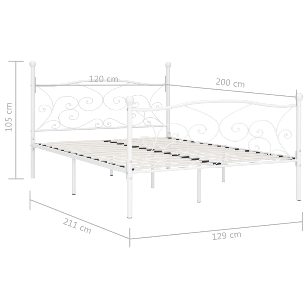 vidaXL sengestel med lamelbund 120 x 200 cm metal hvid
