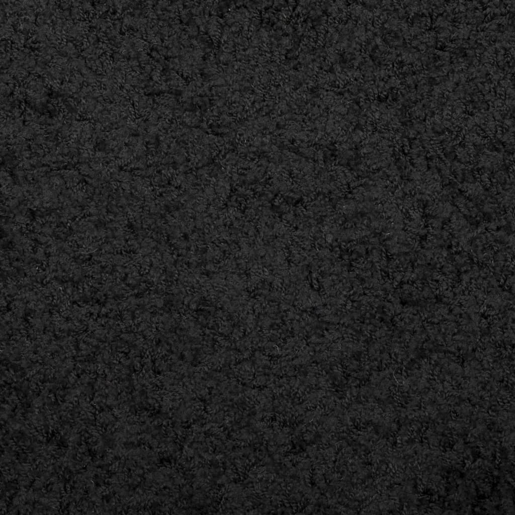 vidaXL shaggy gulvtæppe PAMPLONA Ø 80 cm høj luv sort