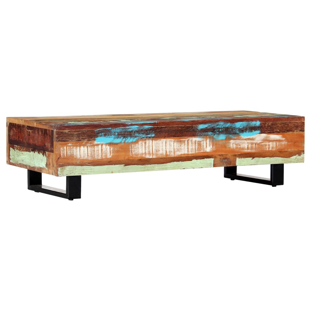 vidaXL sofabord 120x50x30 cm massivt genbrugstræ og stål