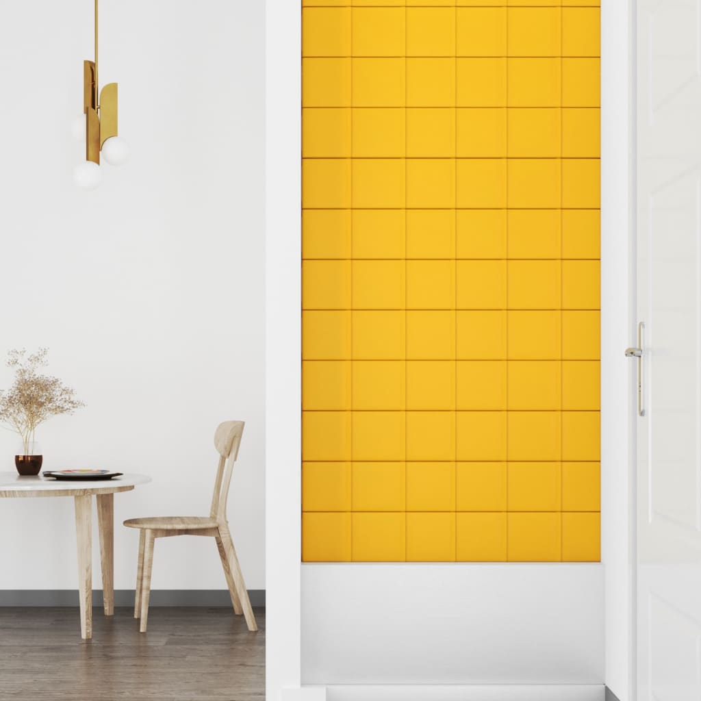 vidaXL vægpaneler 12 stk. 90x15 cm 1,62 m² fløjl gul