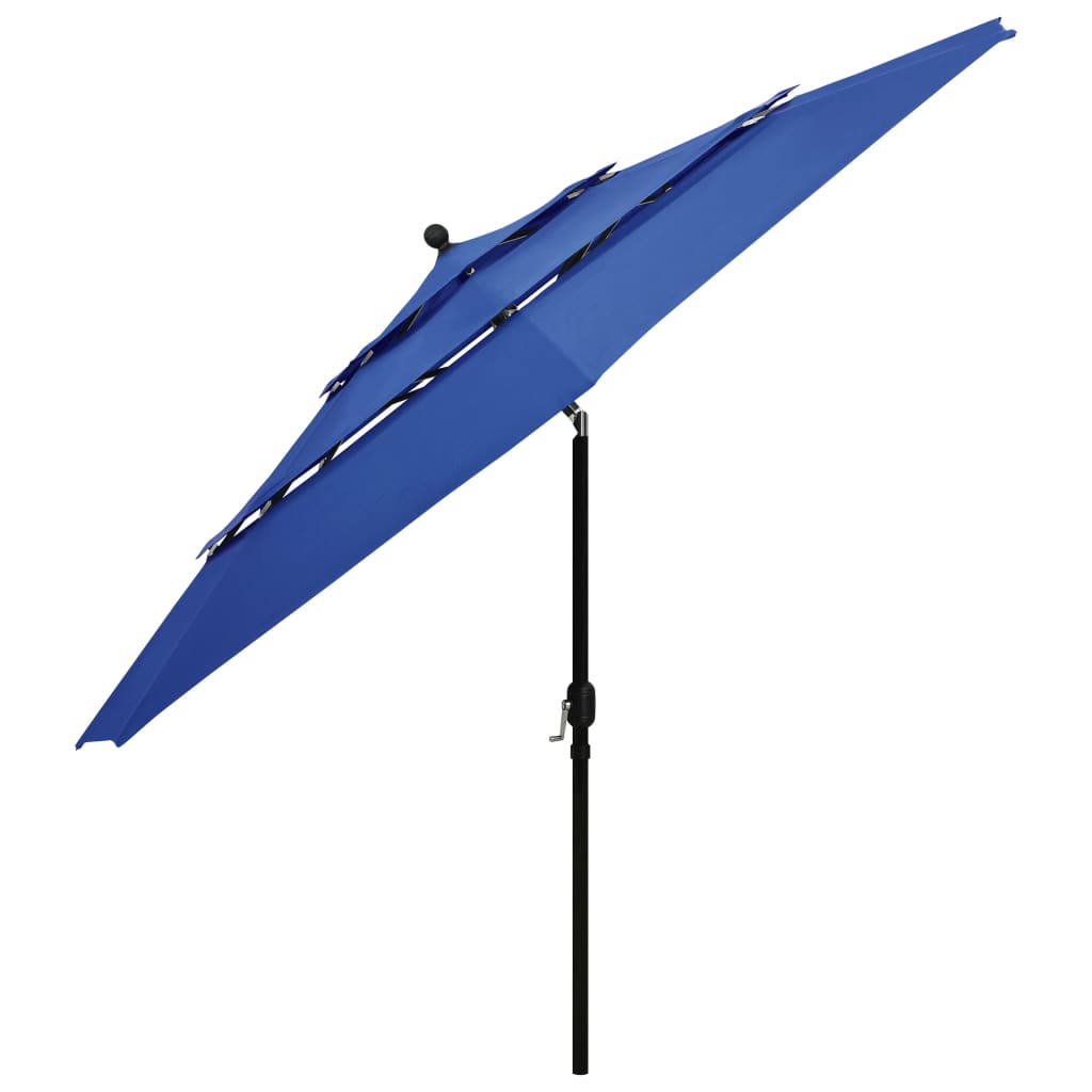 vidaXL parasol med aluminiumsstang 3 niveauer 3,5 m azurblå