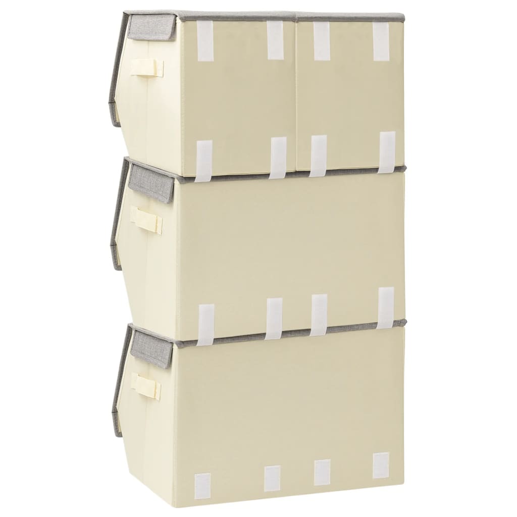 vidaXL stabelbare opbevaringskasser 4 stk. stof grå og cremefarvet