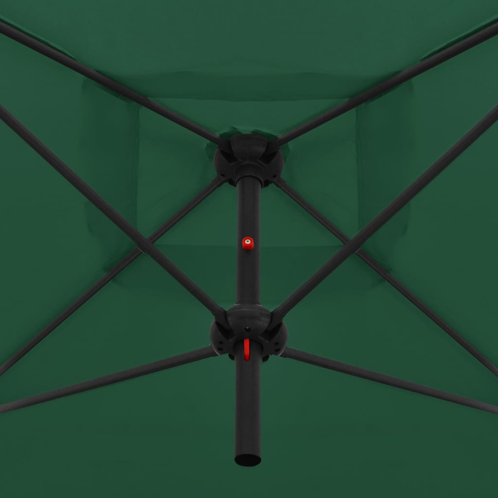 vidaXL dobbelt parasol med stålstang 250x250 cm grøn