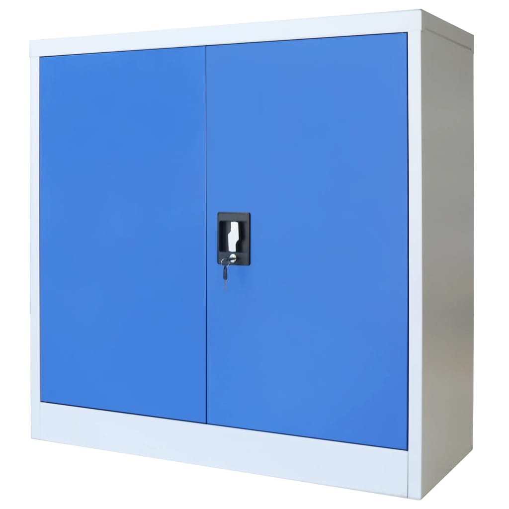 vidaXL kontorskab i metal 90 x 40 x 90 cm grå og blå