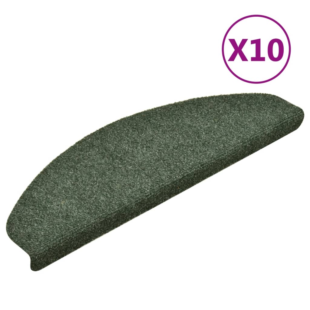 vidaXL selvklæbende trappemåtter 10 stk. 65x21x4 cm tuftet grøn