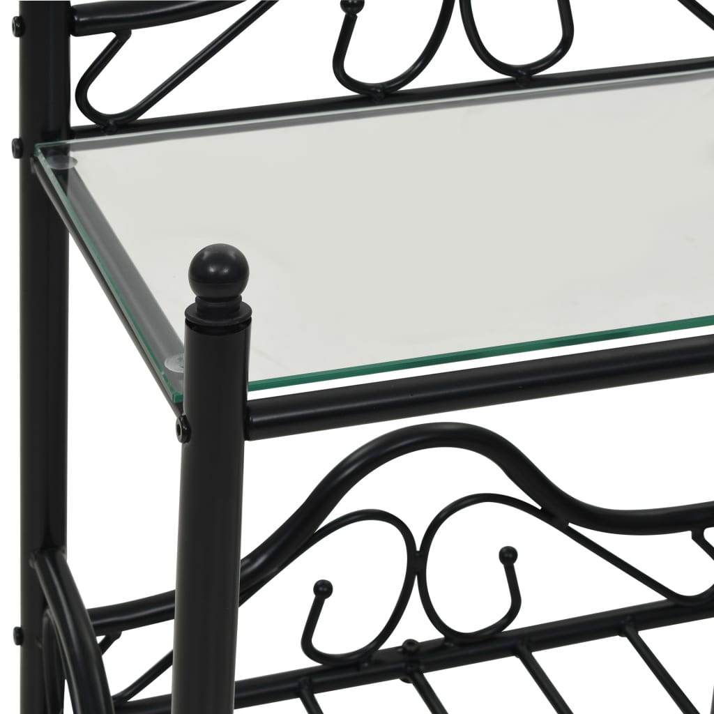 vidaXL sengebord stål og hærdet glas 45 x 30,5 x 60 cm sort
