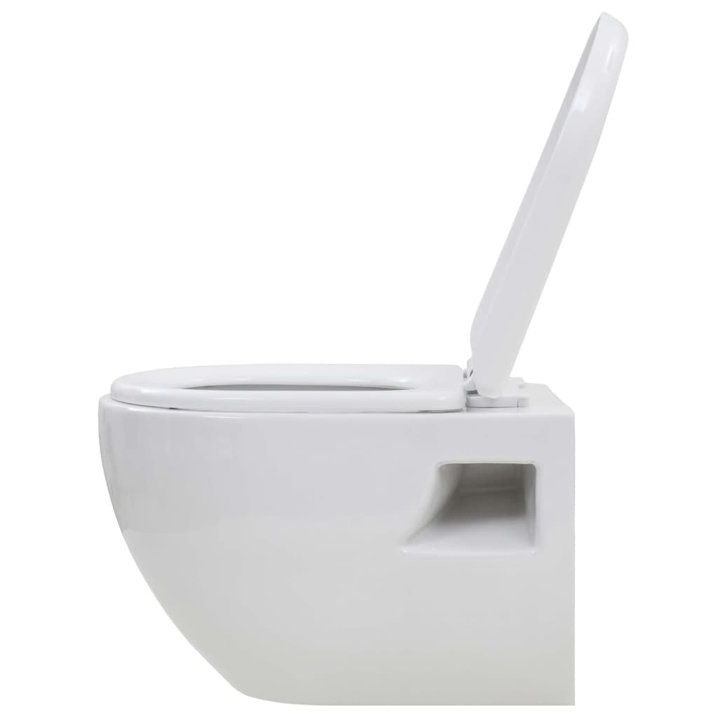 vidaXL væghængt toilet keramik hvid