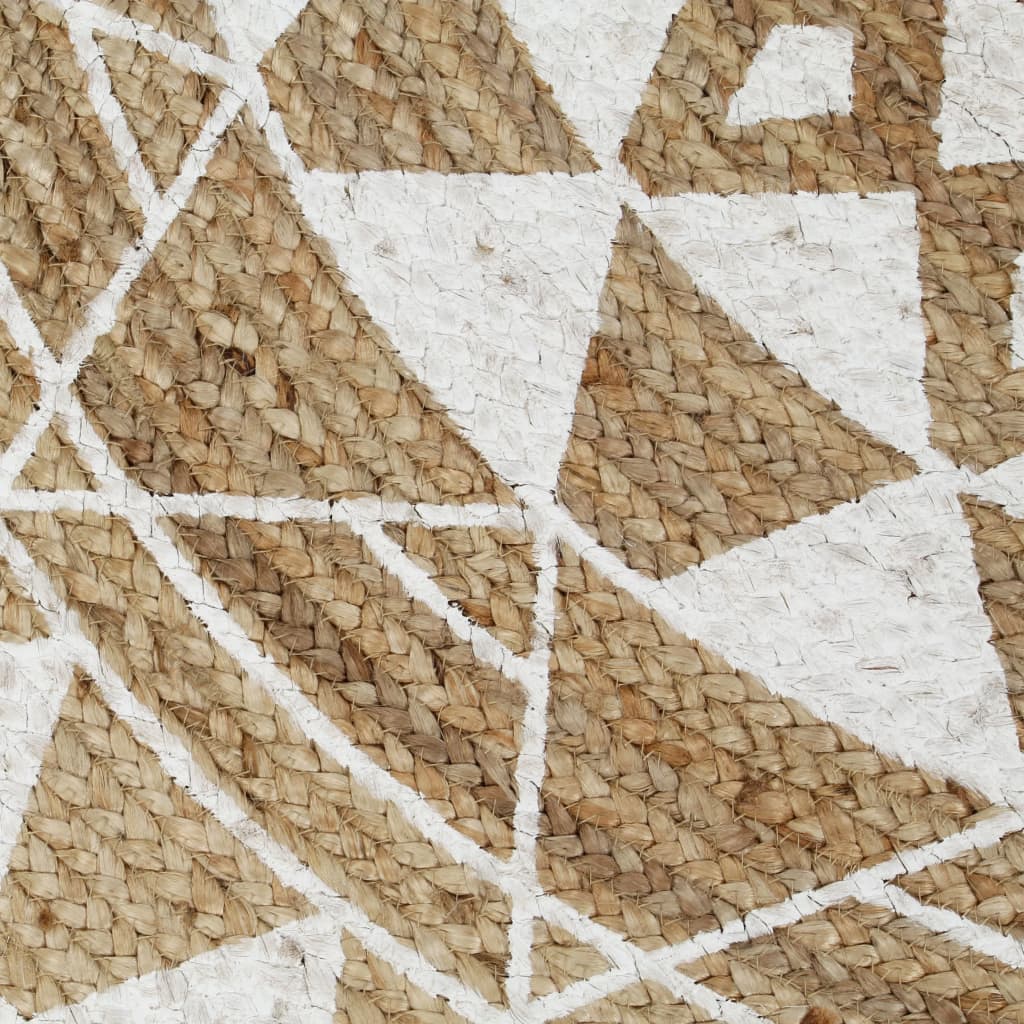 vidaXL håndlavet tæppe med hvidt print jute 120 cm