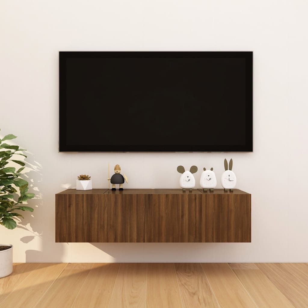 vidaXL væghængte tv-skabe 4 stk. 30,5x30x30 cm brun egetræ