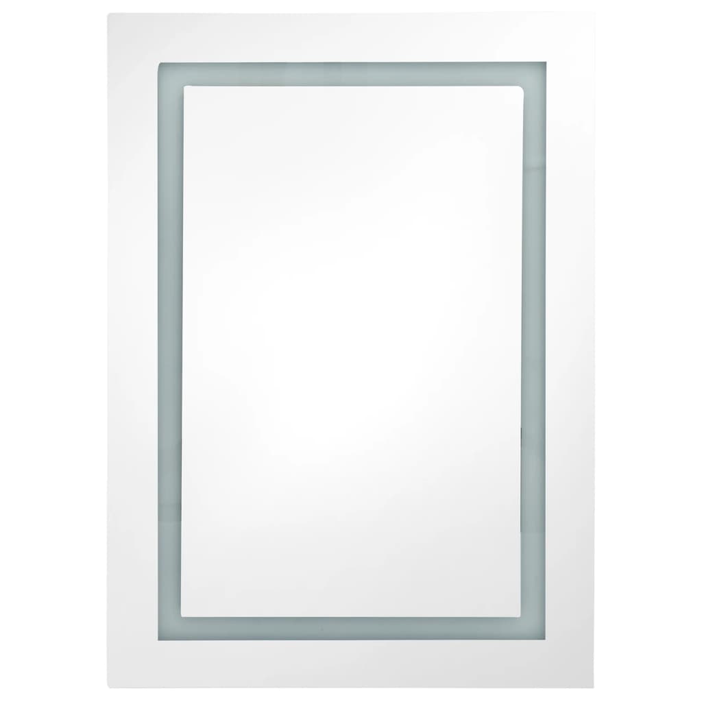 vidaXL badeværelsesskab med spejl + LED-lys 50x13x70 cm hvid og egetræ