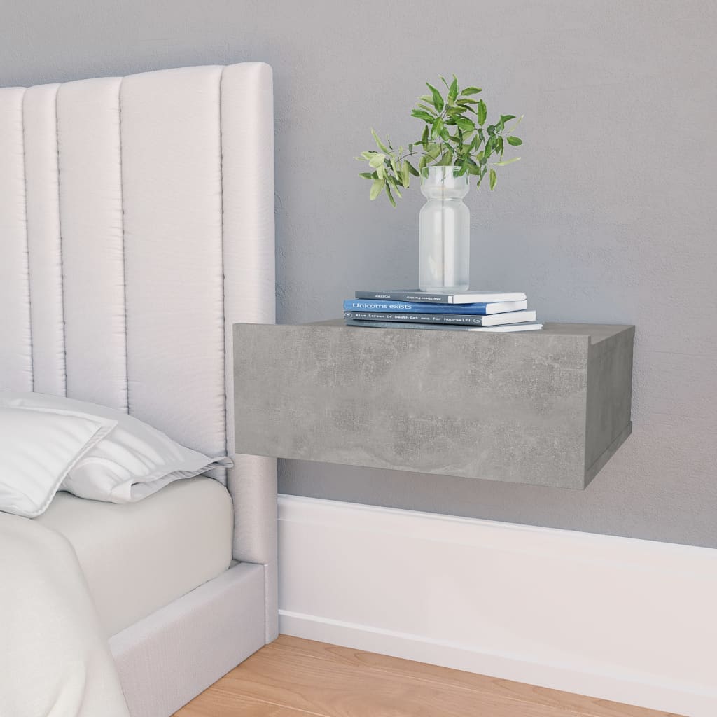 vidaXL svævende natborde 2 stk. 40 x 30 x 15 cm spånplade betongrå