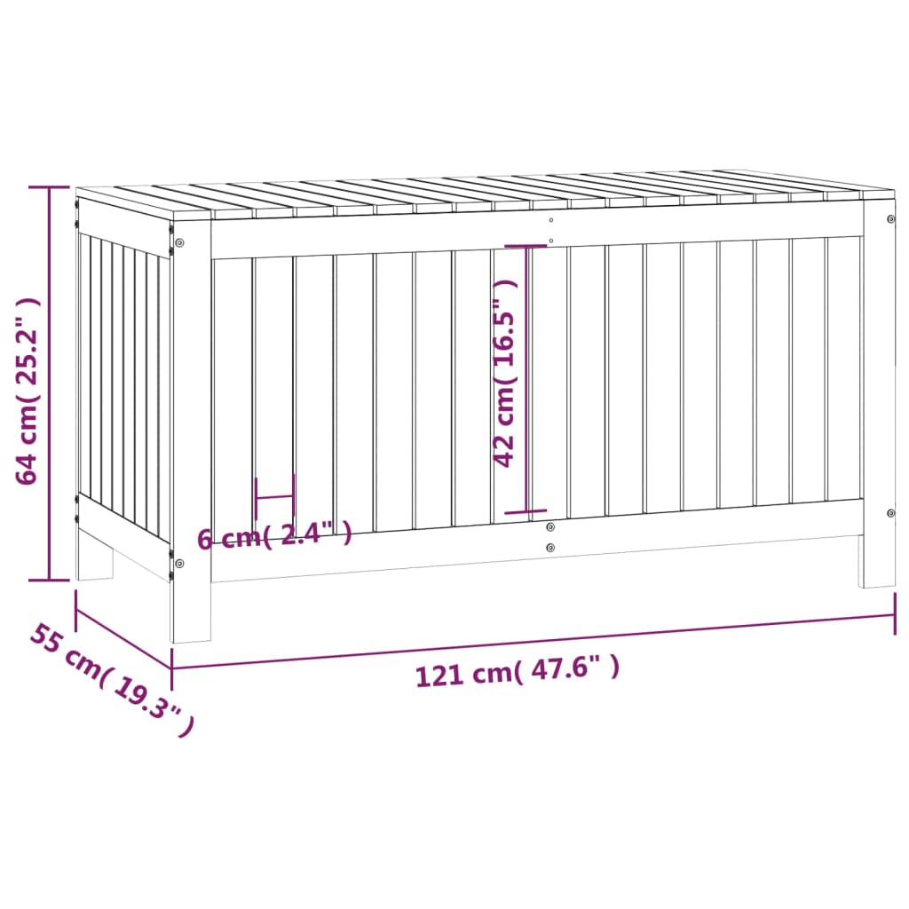 vidaXL opbevaringskasse til haven 121x55x64 cm massivt fyrretræ sort